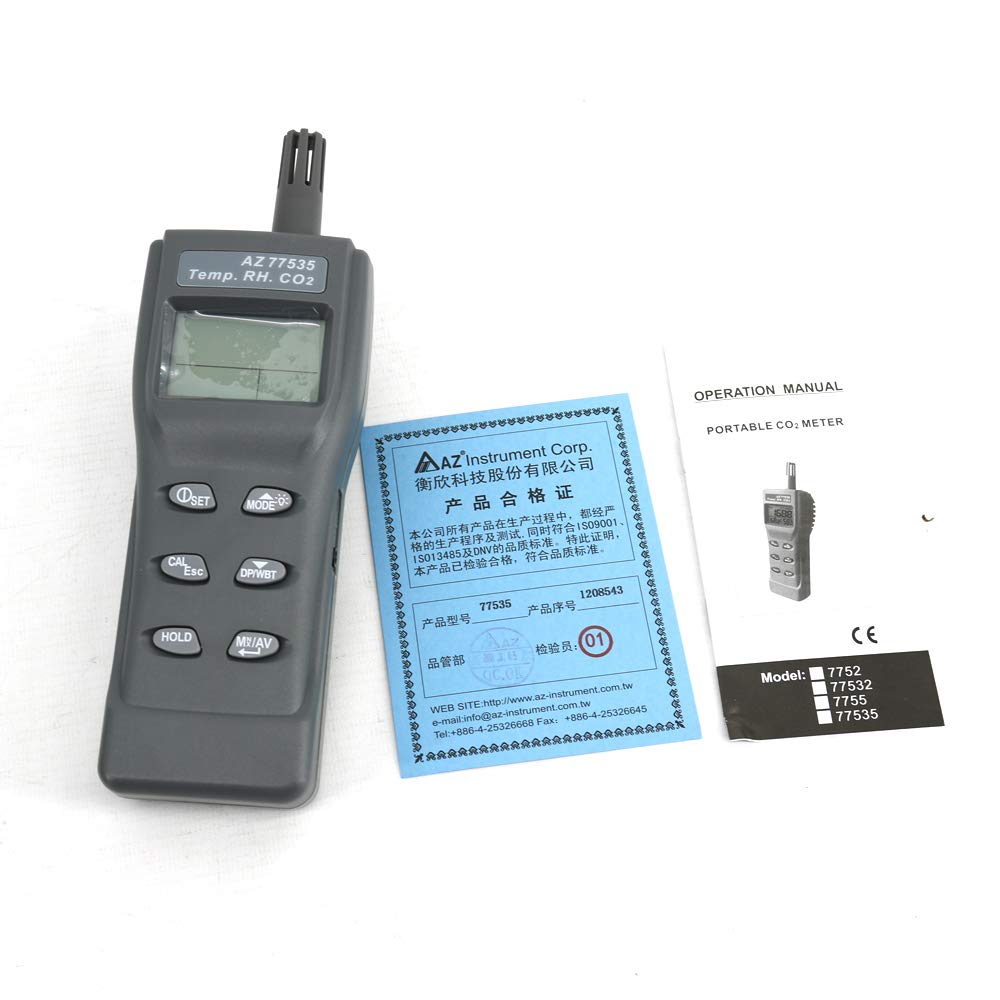 AZ77535 Portable CO2 Gas Analyzer Temperature Humidity Meter Digital Carbon Dioxide Tester