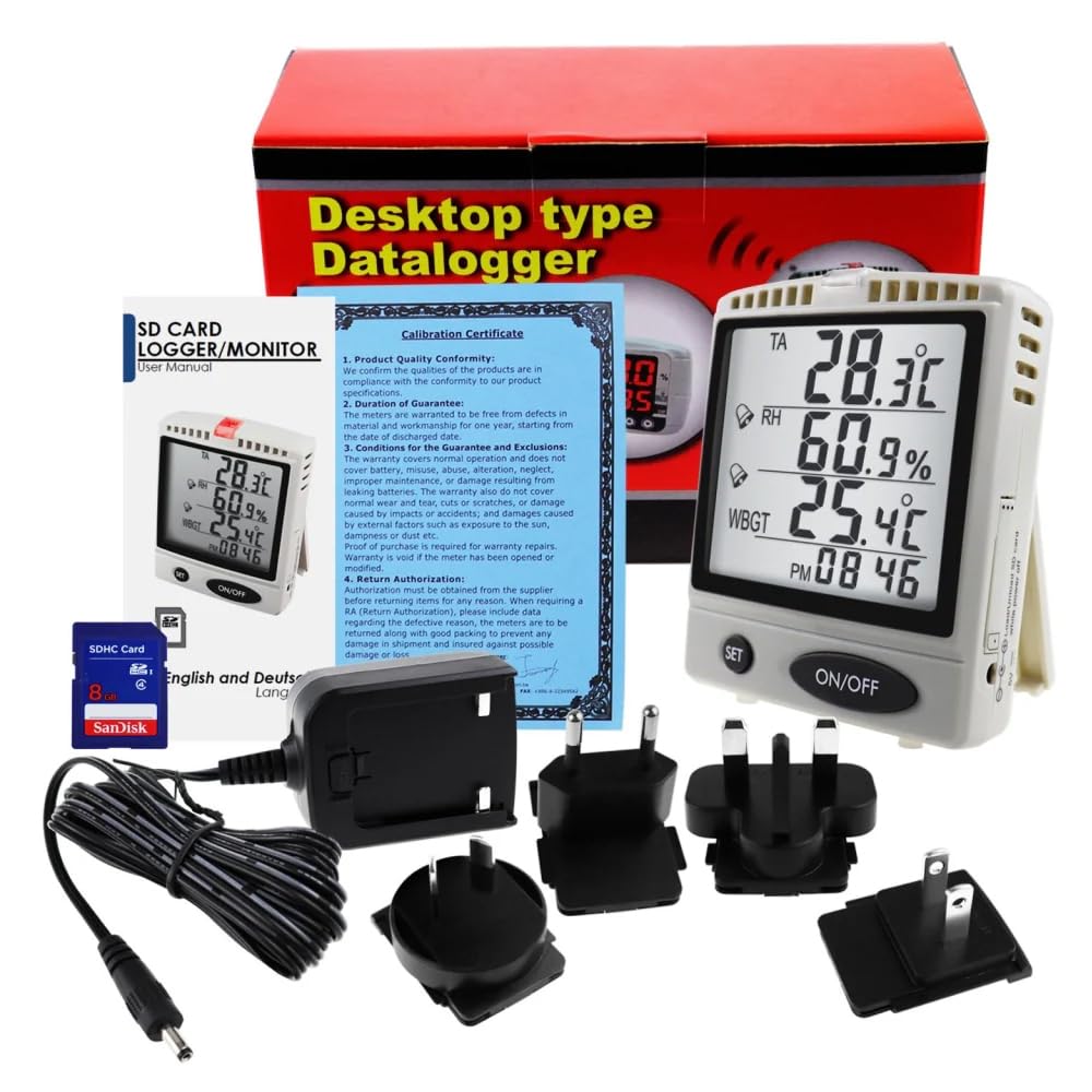 AZ87797 Desktop Heat Stress WBGT Data Logger Wet Bulb Globe Temperature Meter Digital WBGT Meter with SD Card