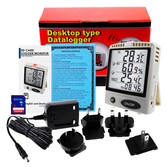 AZ87797 Desktop Heat Stress WBGT Data Logger Wet Bulb Globe Temperature Meter Digital WBGT Meter with SD Card