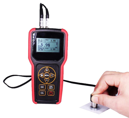 TMG-4002 Ultrasonic Metal Steel Aluminum Thickness Gauge Meter with USB Port Internal Memory 100,000 Data LCD Auto Probe Zero Calibration