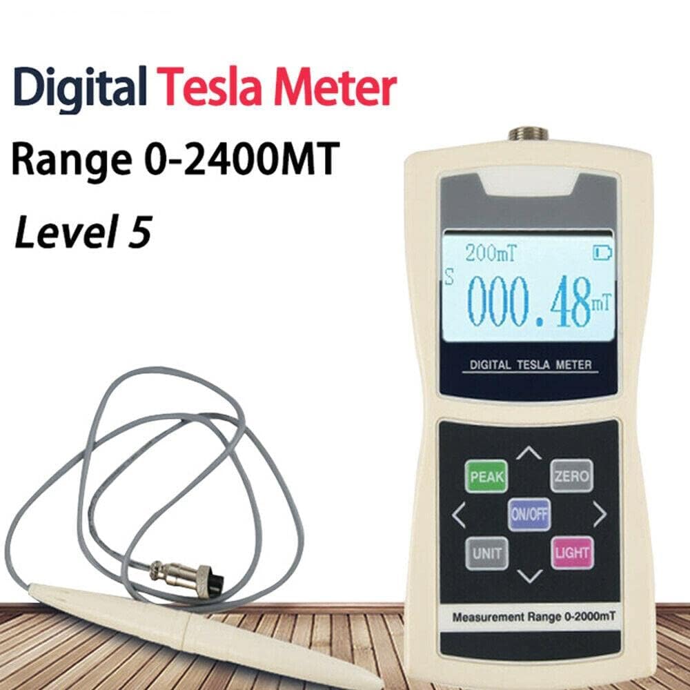 ZMST-5 Tesla Meter Digital Gauss Meter Gaussmeter Magnetic Flux Meter Radial Hall Probe 0-2400mT (24000Gs)