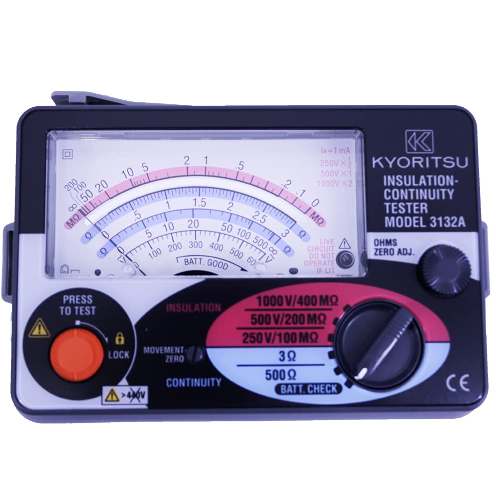 Kyoritsu3132A Analogue Insulation Continuity Tester Resistance Measuring Range 100MOhm/200MOhm/400MOhm KEW3132A