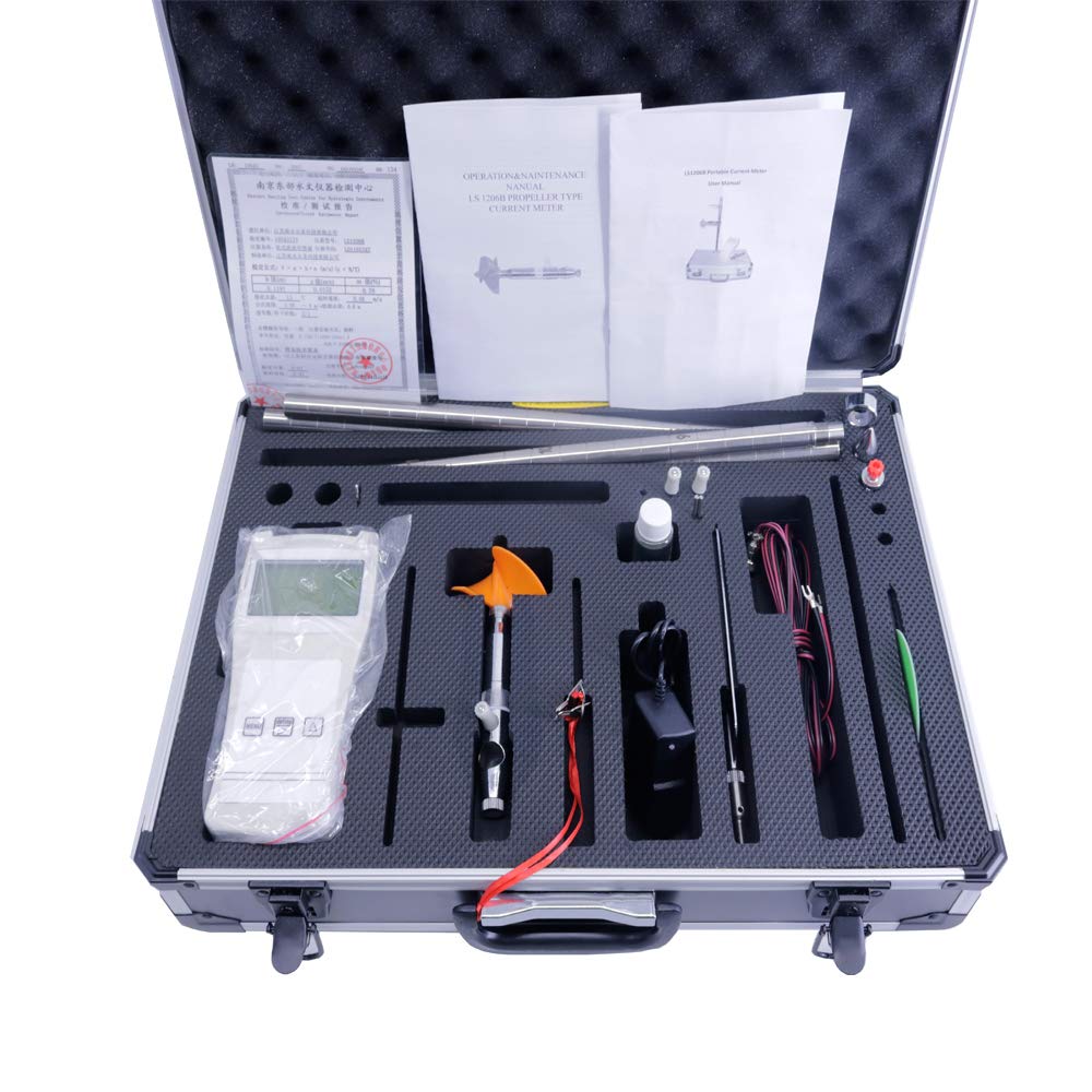 LS1206B Digital Spiral Paddle Type Velocity Tester Portable River Water Flowmeter CBL-1 Type Pump Flow Speed Meter Range 0.05~8m/s