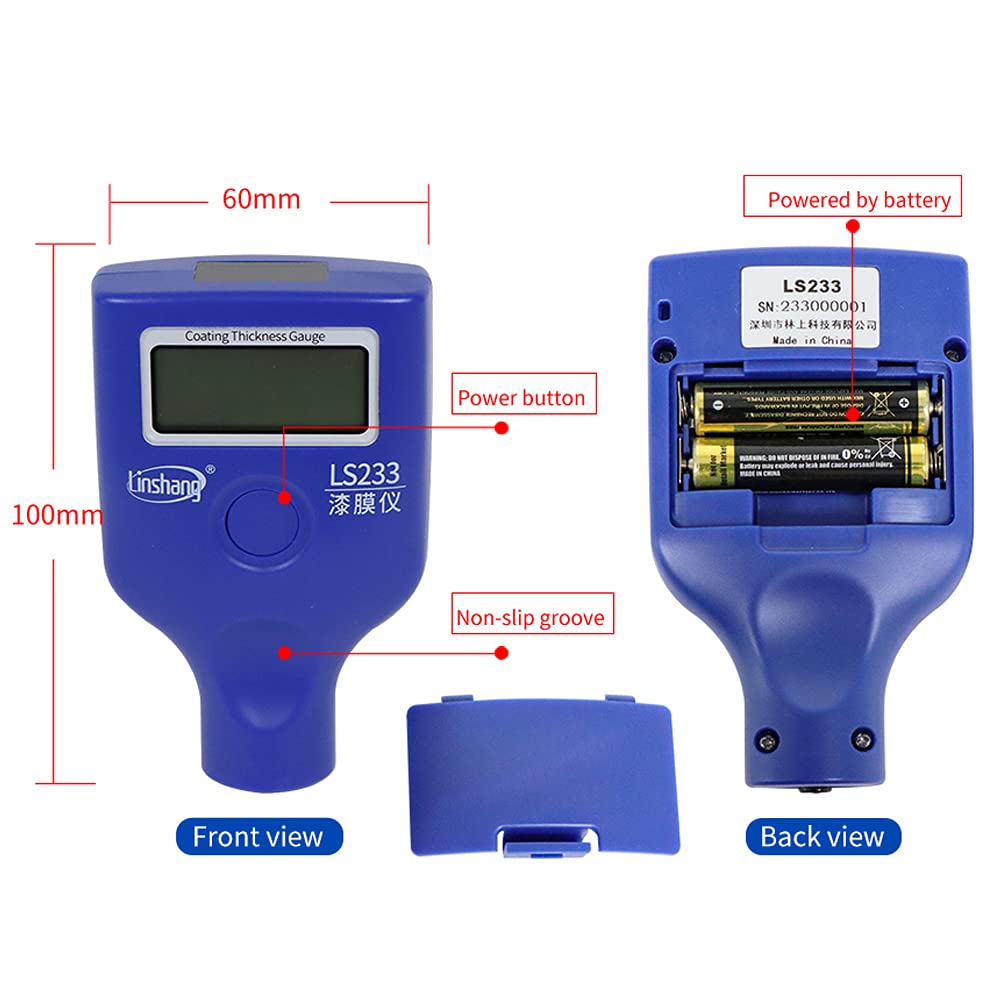 LS233 Automotive Car Paint Thickness Meter with Dual Screen Fe/NFe Coating Thickness Gauge