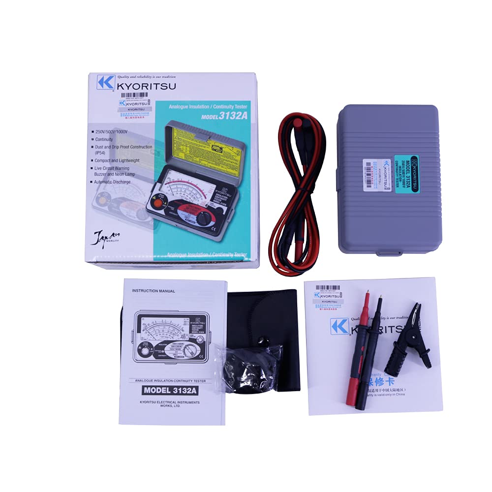 Kyoritsu3132A Analogue Insulation Continuity Tester Resistance Measuring Range 100MOhm/200MOhm/400MOhm KEW3132A