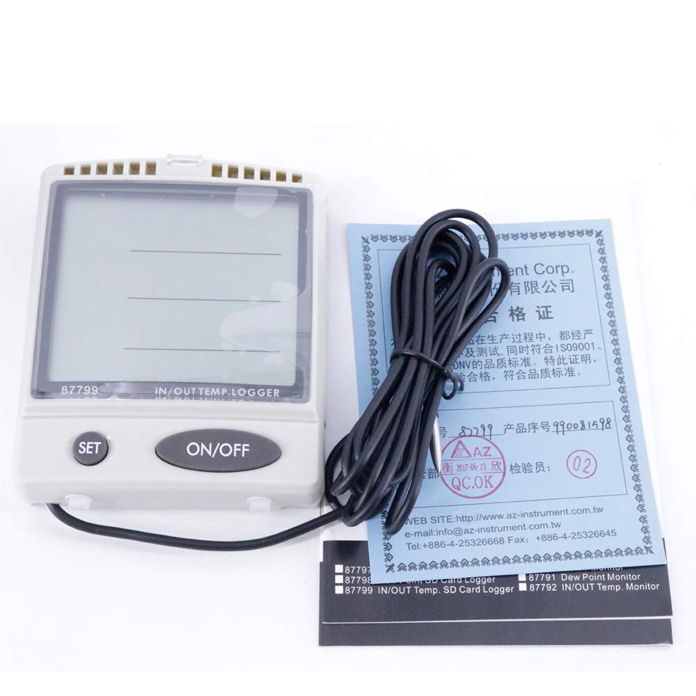 AZ87799 Digital Desktop Temperature Recorder Monitor in/Out Temperature & Humidity SD Card Data Logger