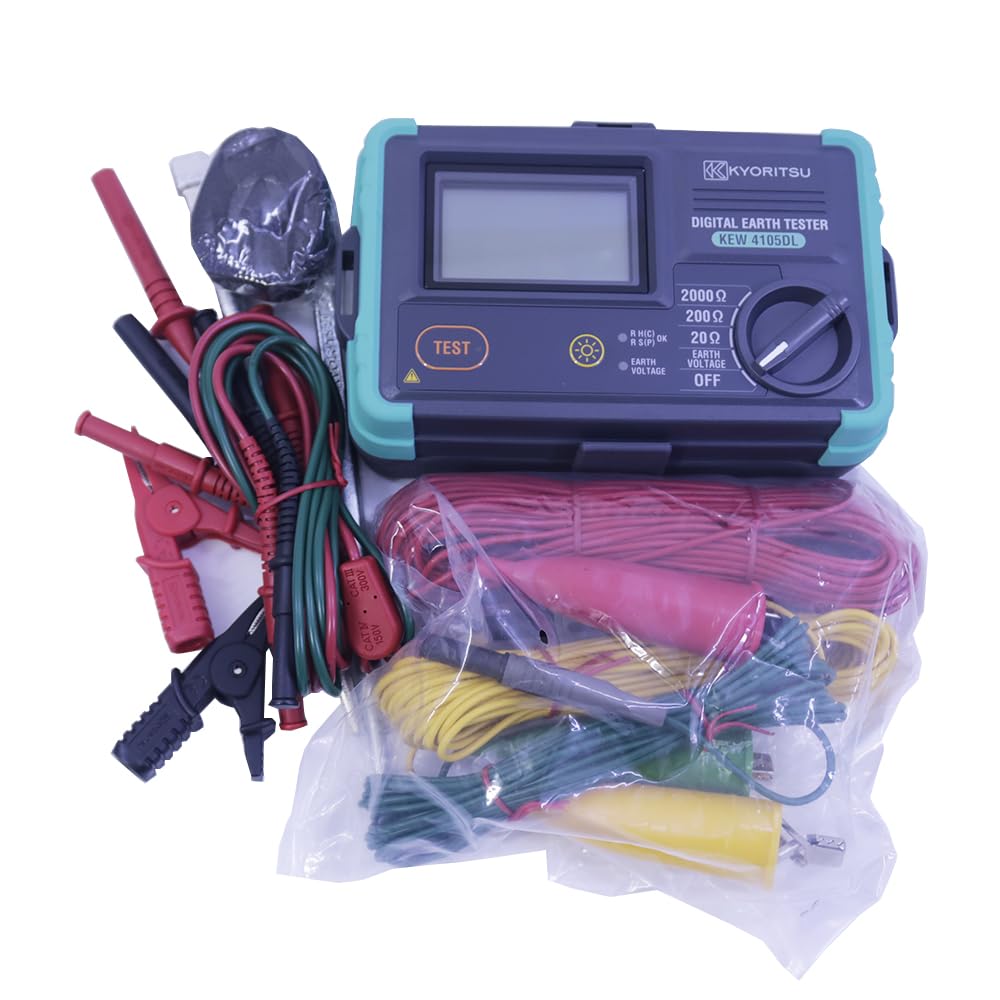Kyoritsu4105DL Earth Tester IP67 Dust & Water-Proof Rugged Earth Tester Earth Resistance Meter 0.01-2000ohm KEW4105DL