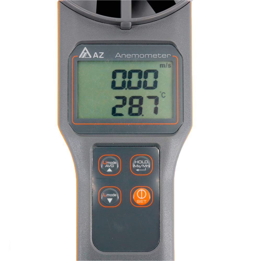 AZ8919 10cm Vane Digital Anemometer Air Velocity Tester Dew Point & Wet Bulb Temperature Meter Air Volume Tester Range 0.2~30m/s