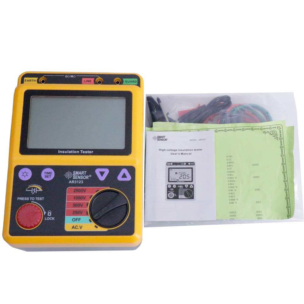 Smart Sensor AR3123 Digital High Voltage Insulation Tester Resistance Meter 250V/500V/1000V/2500V