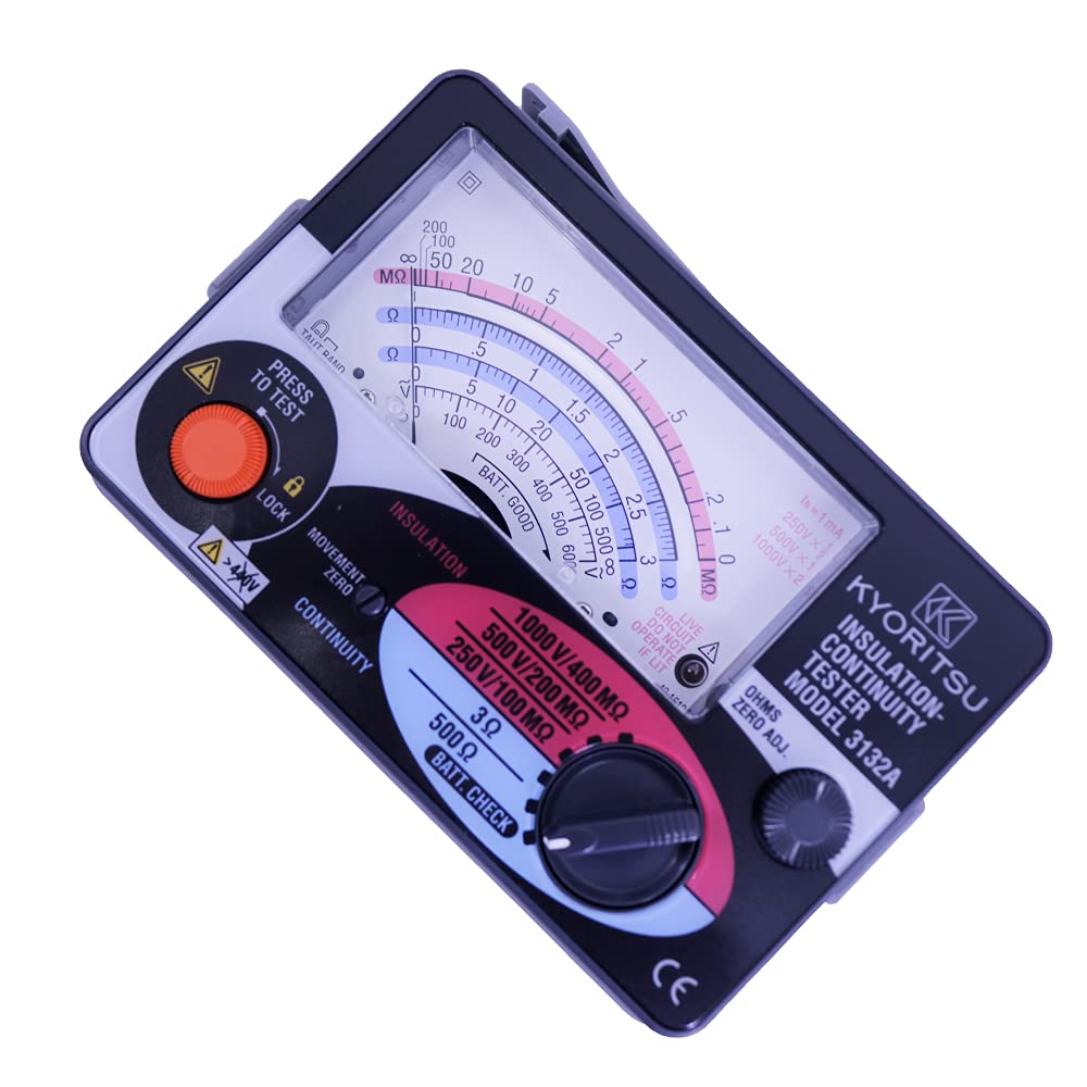 Kyoritsu3132A Analogue Insulation Continuity Tester Resistance Measuring Range 100MOhm/200MOhm/400MOhm KEW3132A