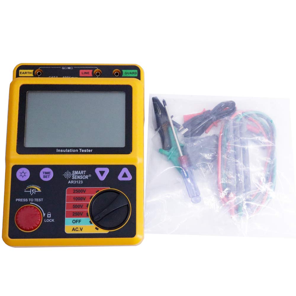 Smart Sensor AR3123 Digital High Voltage Insulation Tester Resistance Meter 250V/500V/1000V/2500V