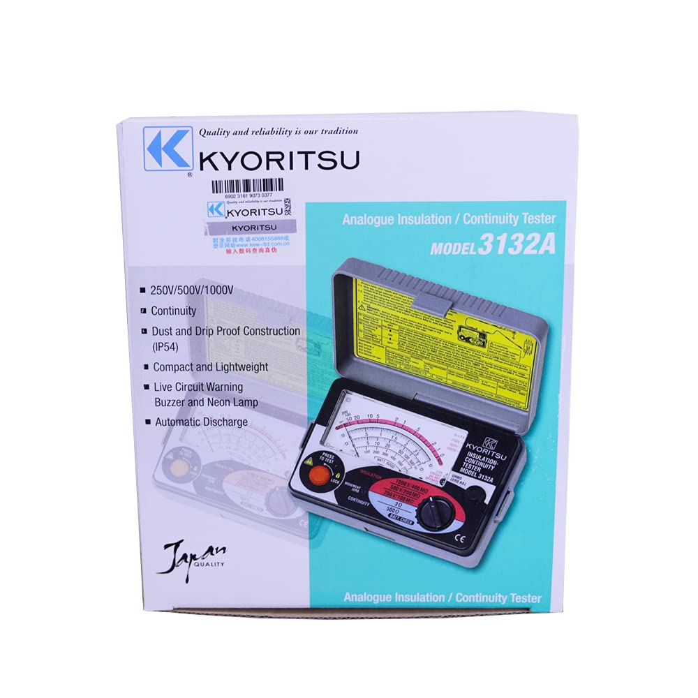 Kyoritsu3132A Analogue Insulation Continuity Tester Resistance Measuring Range 100MOhm/200MOhm/400MOhm KEW3132A
