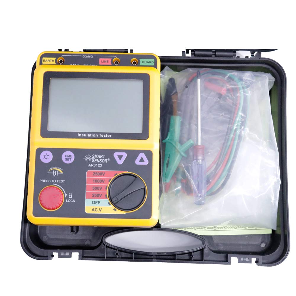 Smart Sensor AR3123 Digital High Voltage Insulation Tester Resistance Meter 250V/500V/1000V/2500V