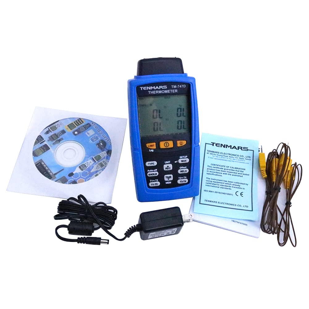 TENMARS TM-747D Digital Thermocouple Thermometer K,J,T,E,R,S,N Temperature Meter with RS-232 Program