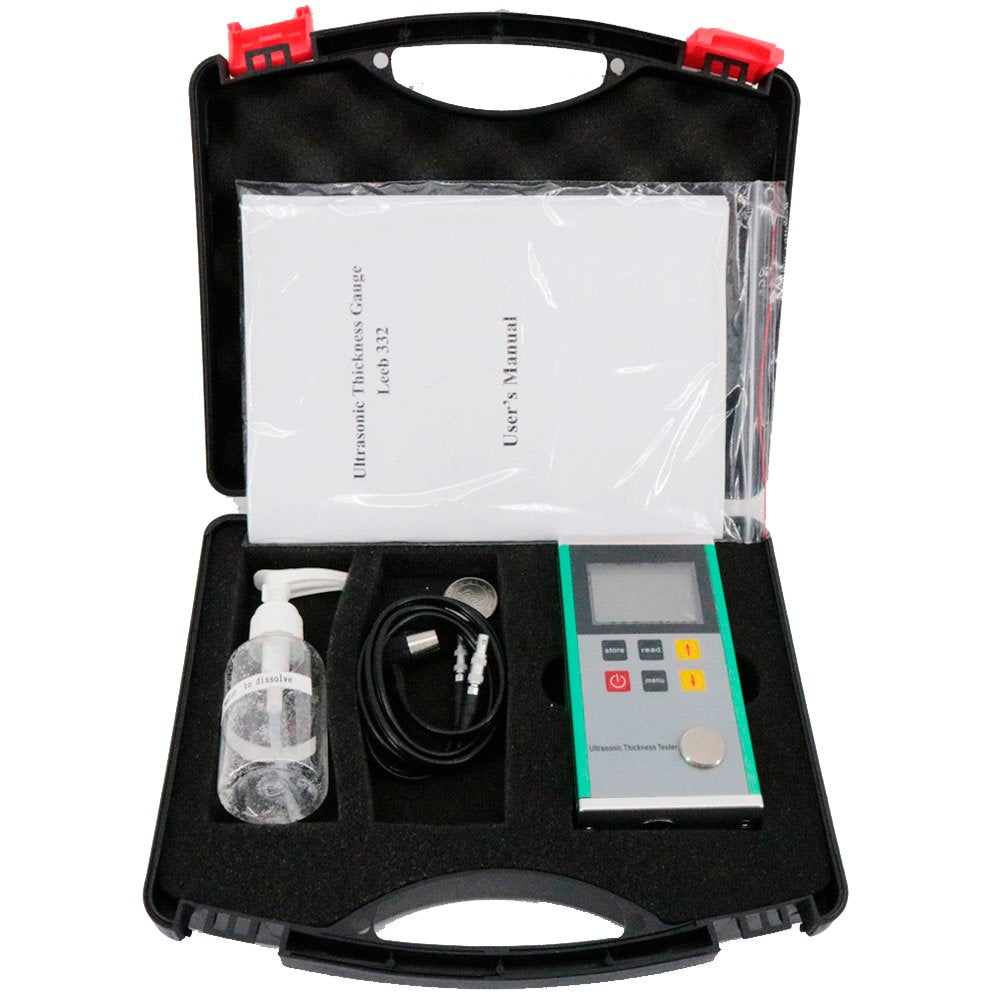 Graigar Leeb332 Digital Ultrasonic Thickness Gauge with 0.01mm Resolution Metal Shell LED Backlight Velocity Range 1000 to 9999m/s 2000 Set of Data Storage