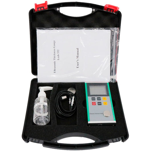 Graigar Leeb332 Digital Ultrasonic Thickness Gauge with 0.01mm Resolution Metal Shell LED Backlight Velocity Range 1000 to 9999m/s 2000 Set of Data Storage