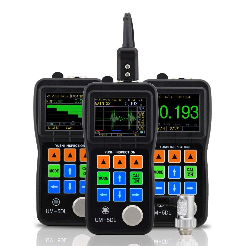 Graigar UM-5DL Handheld Portable Ultrasonic Thickness Gauge Tester Meter A&B Scan Portable Thickness Tester Measuring Range 0.50mm to 508mm with TC510 Probe through Paint/Coatings & Data Logger