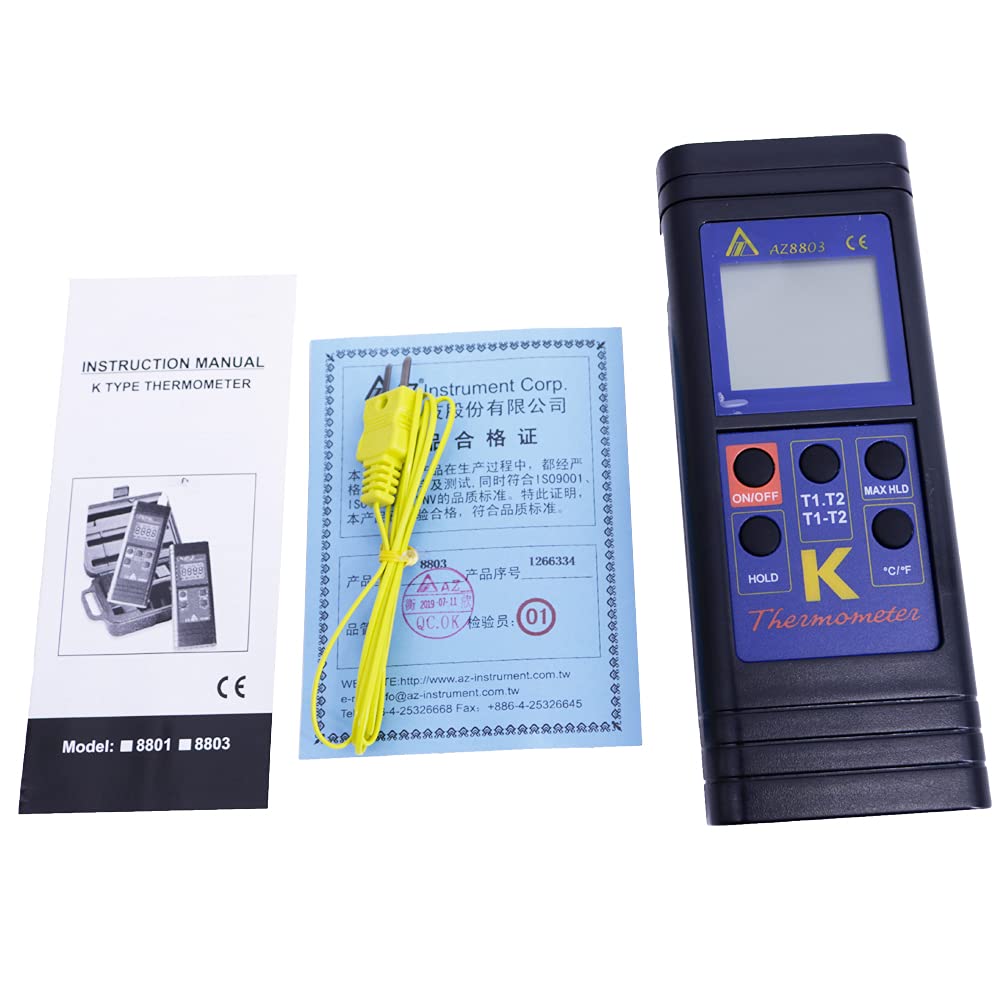 AZ8803 Handheld Digital K Type Thermocouple Thermometer Dual Channels Thermocouple Thermo Meter Temperature Range -50~1300℃