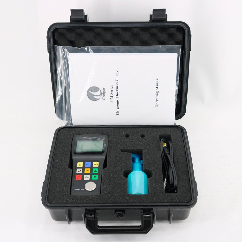 Graigar UM-1D Digital Through Coating Ultrasonic Thickness Gauge Tester Meter 0.03'' to 12'' with PT-08 Probe Transducer P-E and E-E Echo-Echo