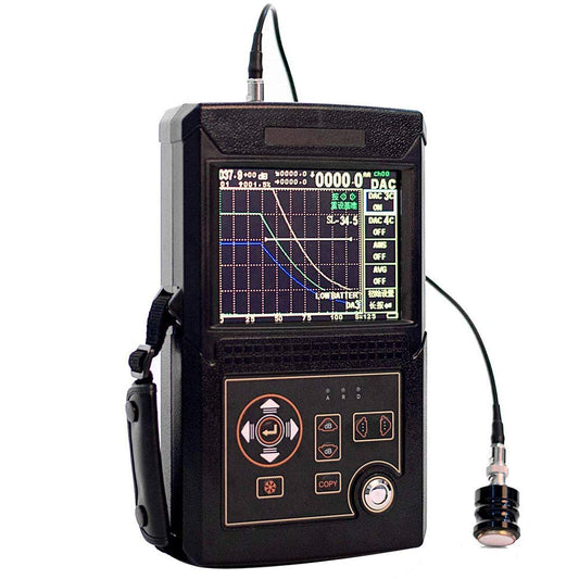 Graigar Leeb500 Digital Ultrasonic Flaw Detector Scanning Range 0 to 6000mm Velocity Range(m/s) 1000-9999 with Automatic Calibration Probe DAC AVG USB Interface