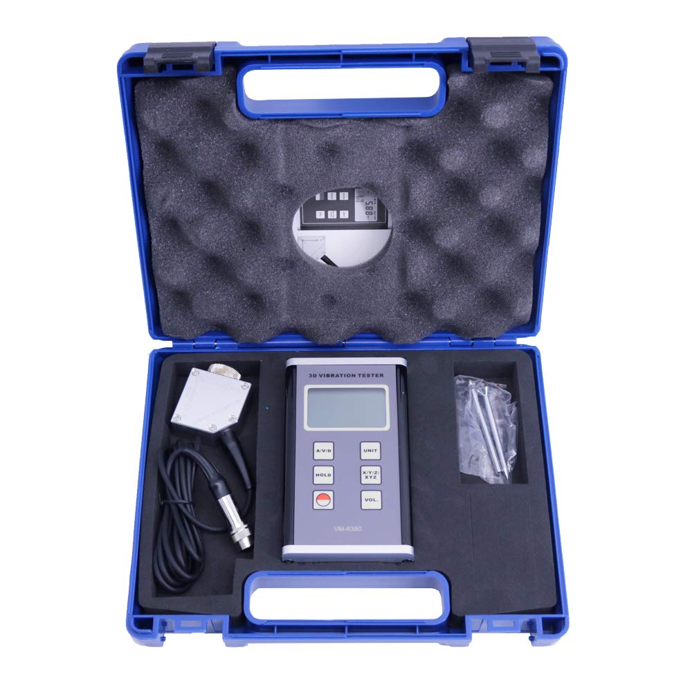 VM-6380 Digital Vibration Tester Portable 3D 3-Axis Piezoelectric Machinery Vibrometer Frequency 10Hz~10kHz Acceleration