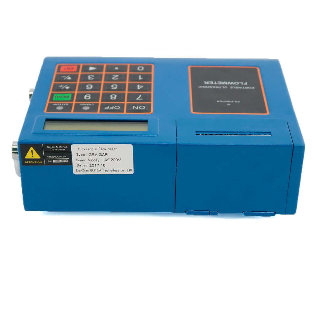 Graigar TUF-2000P+TM-1 Digital Ultrasonic Flow Meter Transducer TM-1 DN50-700mm 1.97-27.6in Flowmeters with Printing SD Storage Card