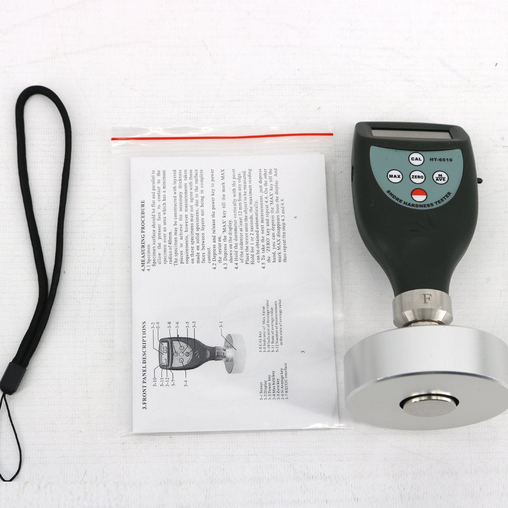 Graigar HT-6510F Digital Shore F Durometer Sponge Foam Hardness Tester Meter 0~100HF for Sponge Soft Foam Pillow Polyurethane Rubber