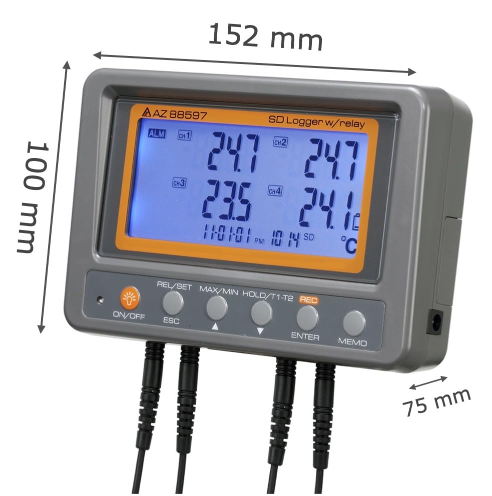 AZ88597 4Channel Thermistor Thermal Thermometer Recorder Data Logger with Relay