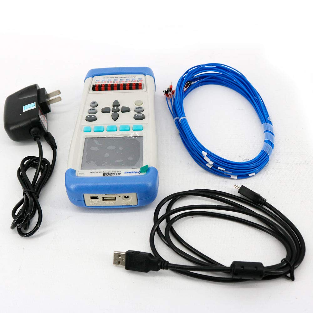 Graigar Thermocouple Temperature Meter AT4208 Handheld Multi-channel Temperature Meter with LCD Display Touch Screen 8 Channels