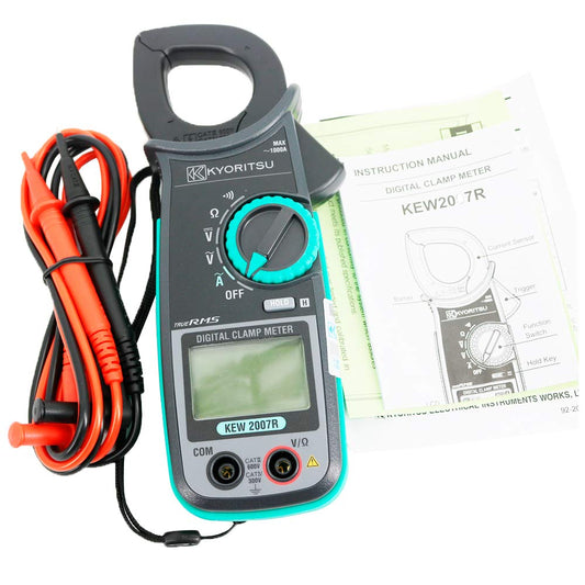 KYORITSU 2007R Digital AC Clamp Meter Fully Safety Jaw Accurate Reading with True RMS 600/1000A Auto-Ranging KEW2007R