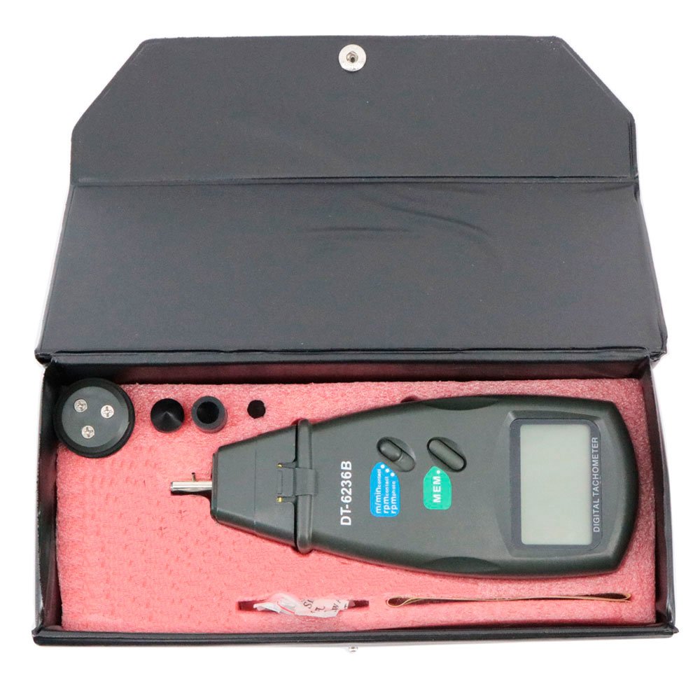 Graigar Digital Tachometer Laser Contact Speed Meter Optoelectronic Photo Tach Speedometer Data Storage DT6236B 99999 RPM