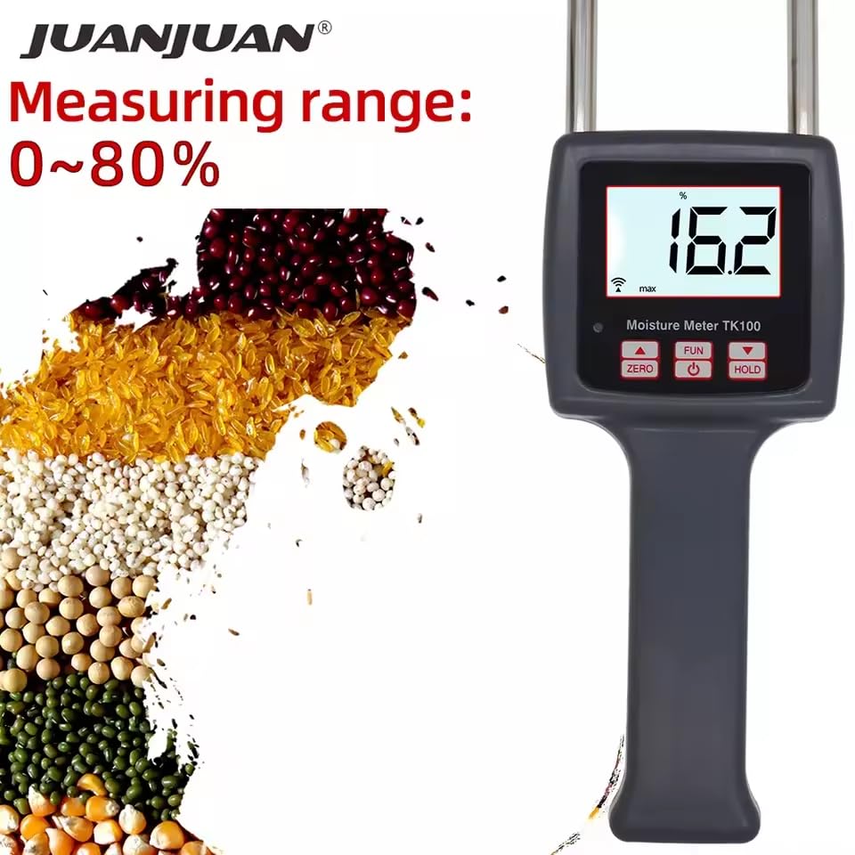 TK100 Moisture Measuring Device Fiber Material Testing Portable Humidity Tester Meter for Corn Hay Straw Bran Oats Rapeseed Rough Rice Fibre Bales