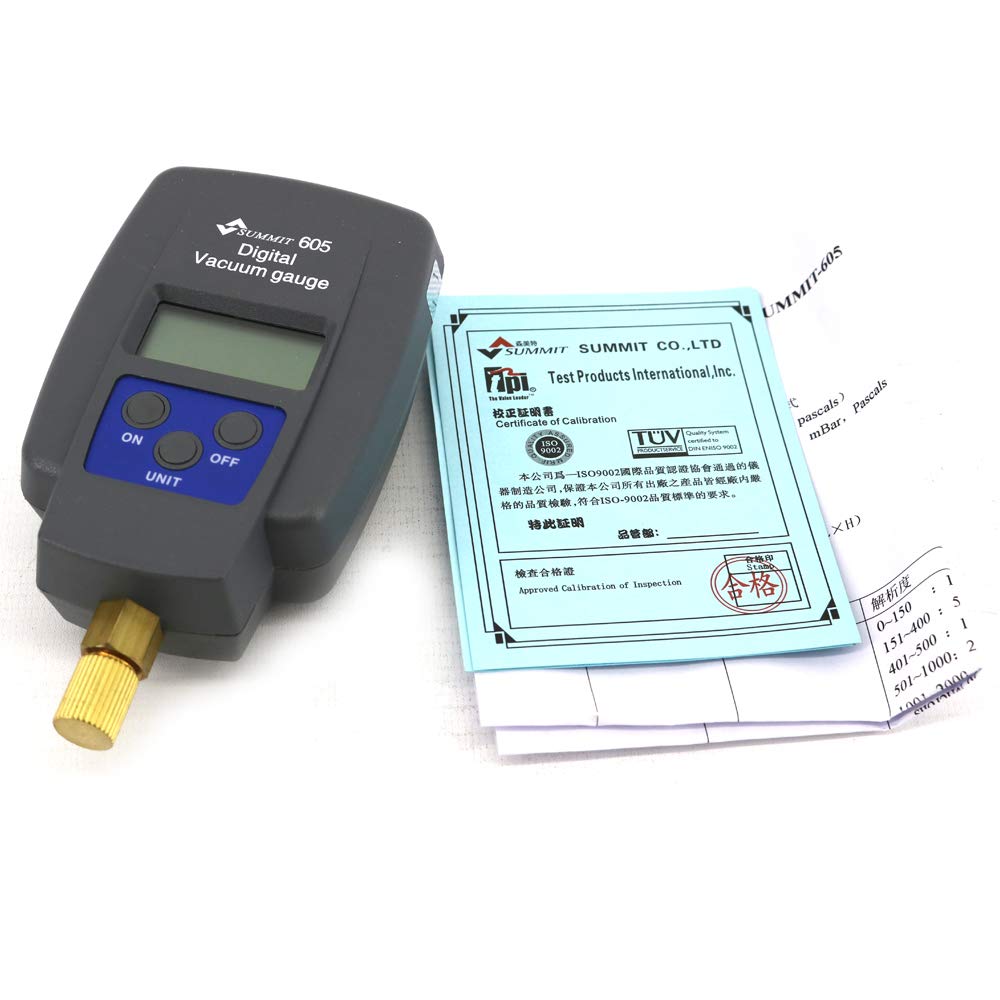 Graigar SUMMIT-605 Digital Vacuum Gauge Single Pressure Gauge with LCD Backlight SUMMIT605 Digital Vacuum Gauge Tester Meter