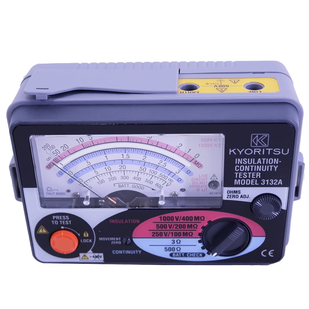 Kyoritsu3132A Analogue Insulation Continuity Tester Resistance Measuring Range 100MOhm/200MOhm/400MOhm KEW3132A