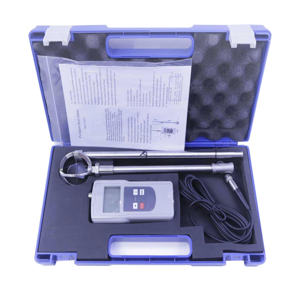 FM-210V5 Portable Flow Meter Water Velocity Tester Open Channel Flow Rate Meter Speed Range 0.01-5.00m/s
