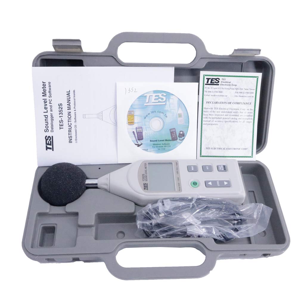 Graigar TES-1352S Programmable Sound Level Meter 30dB to 130dB (USB Cable, Micro SD CARD 4GB) TES1352S