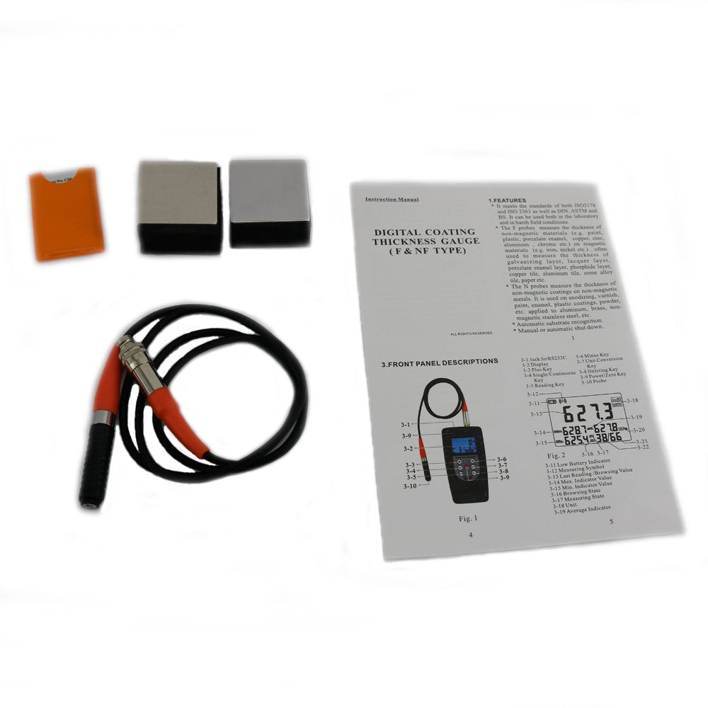 GR-1210B Coating Thickness Gauge (F & NF) Type Digital Thickness Tester Range 0~2000um/0~80mil