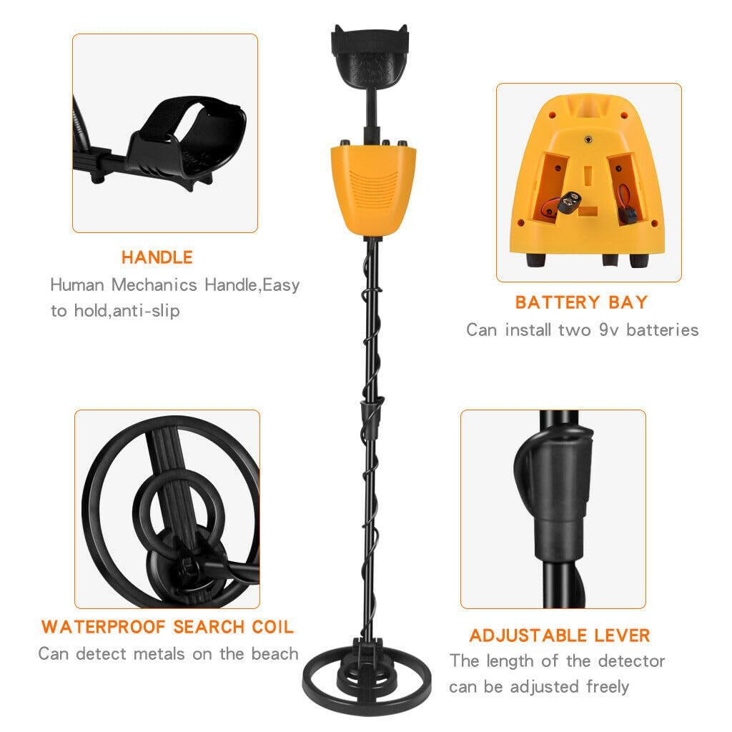 MD-5090 Gold Detector for Adults with 6.5" Waterproof Search Coil, Metal Detector 5.8kHz Scanner