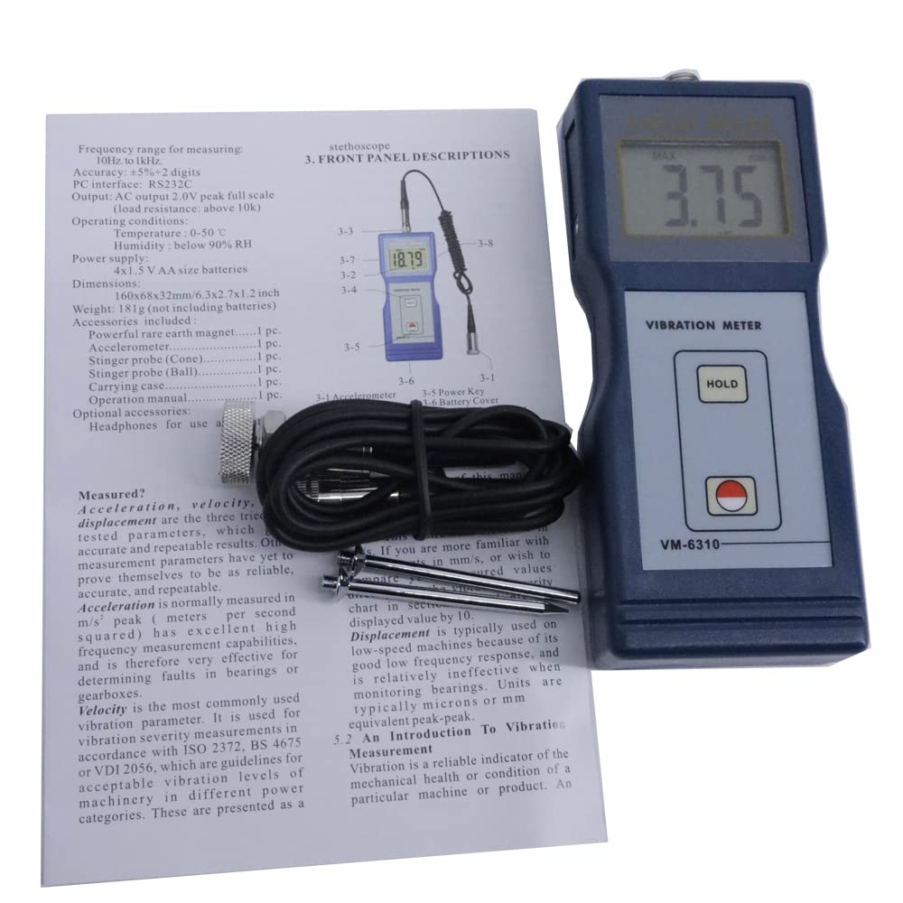 VM-6310 Portable Vibration Meter True RMS VM6310 Digital Vibrometer Range 0.01~199.9 mm/s 10Hz~1kHz