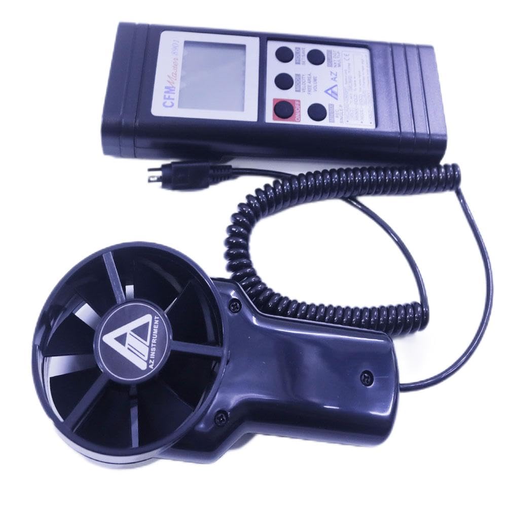 AZ8901 Digital Air Flow Meter Temperature 1M Cable Fan Anemometer FPM CFM Wind Speed Tester Air Velocity Meter 0.4~35 m/s