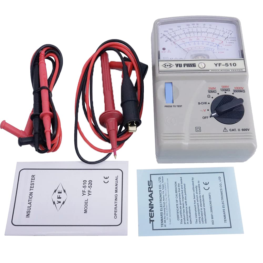 Tenmars YF-510 Pointer Type High Resistance Meter Insulation Tester 0~2000MΩ/DC1000V