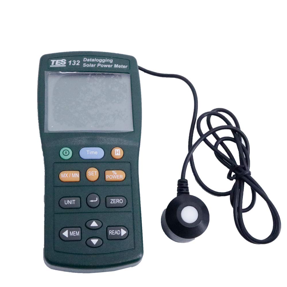 Graigar TES-132 Handheld Solar Power Meter Tester 400-1Knm Range 2000W/m2 & 634Btu/(ft2*h) Data Logger SD Card 2G USB