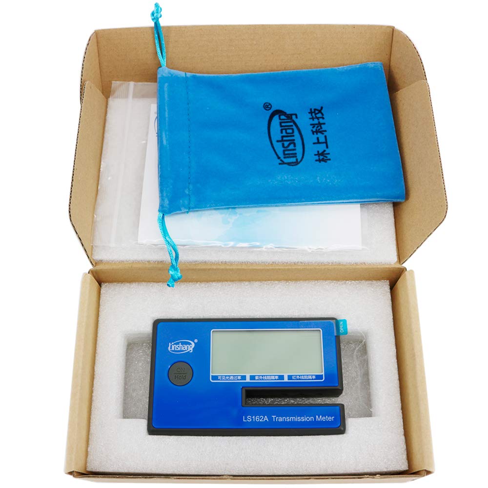 Graigar Solar Film Transmission Meter LS162A Window Tint Meter Filmed Glass Tester Portable Visible Light Transmission Windshield VL 550nm UV 365nm IR 1400nm