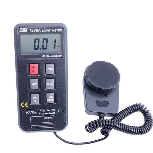 Graigar TES-1336A Portable Digital Light Meter TES1336A Digital LUX Meter Datalogging Light Meter Measuring Range 20/200/2000/20000 Lux