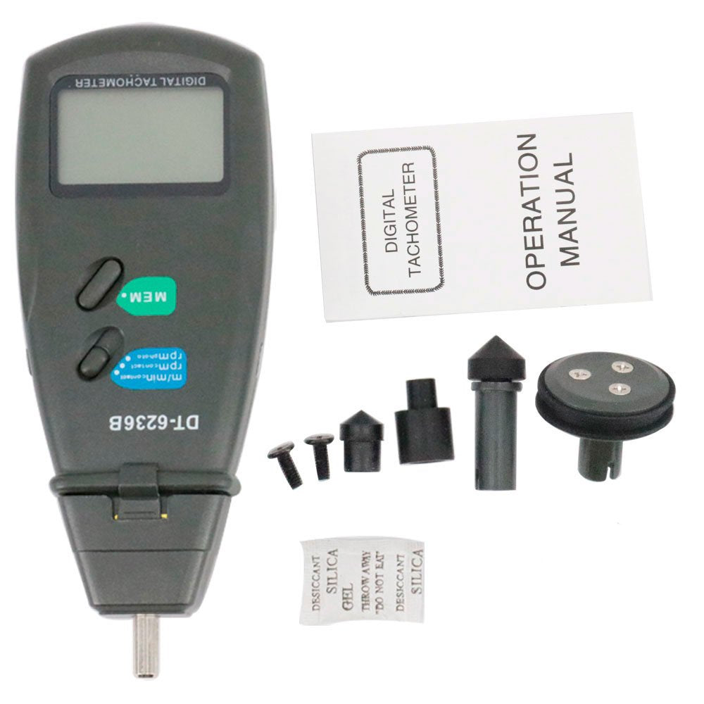 Graigar Digital Tachometer Laser Contact Speed Meter Optoelectronic Photo Tach Speedometer Data Storage DT6236B 99999 RPM