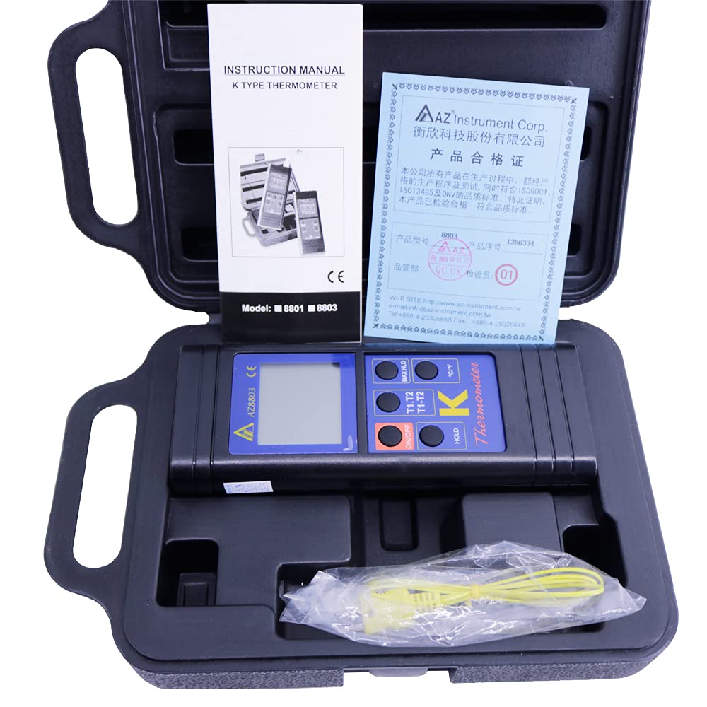 AZ8803 Handheld Digital K Type Thermocouple Thermometer Dual Channels Thermocouple Thermo Meter Temperature Range -50~1300℃