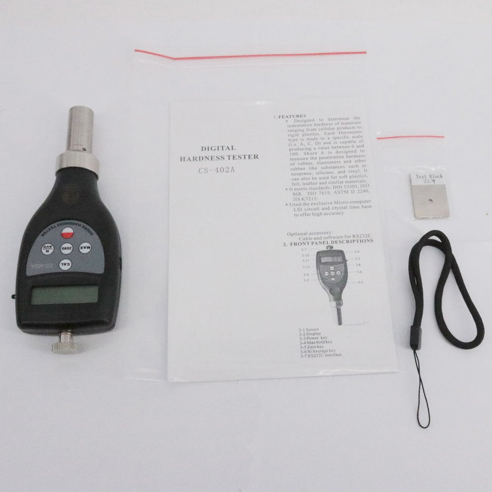 Graigar CS-402A Shore A Hardness Tester Type A 10~90HA Rubber,Elastomers Leather and Similar Materials for Durometer Test Block Kit