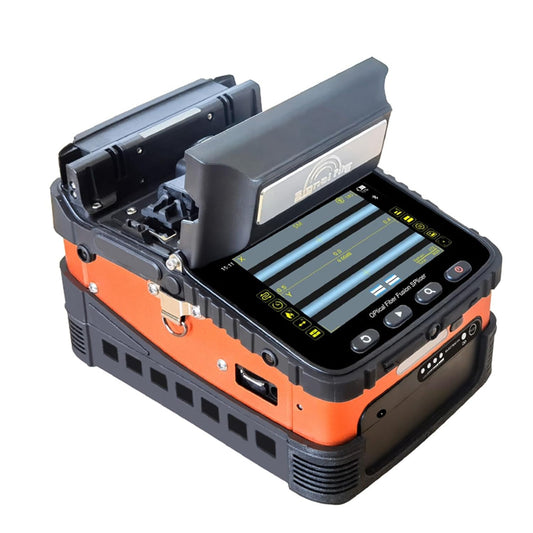 Ai-6A 6 Motor Automatic Intelligent FTTH Fiber Fusion Splicer, 5 Inch LCD Screen SM&MM Fiber Optical Welding Splicing Machine Kit, Splicing 8S Heating 18S Optical Fiber