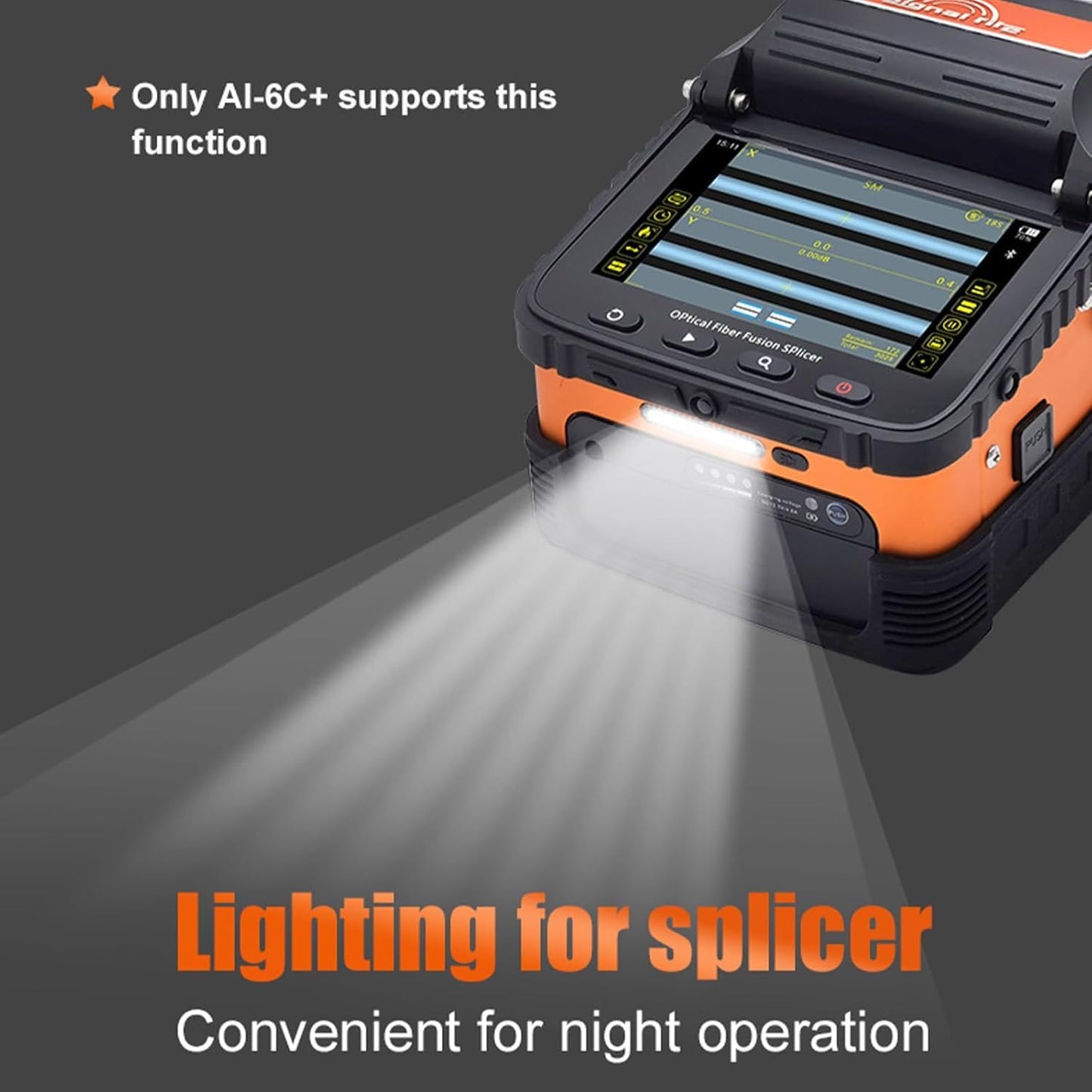 Ai-6A 6 Motor Automatic Intelligent FTTH Fiber Fusion Splicer, 5 Inch LCD Screen SM&MM Fiber Optical Welding Splicing Machine Kit, Splicing 8S Heating 18S Optical Fiber