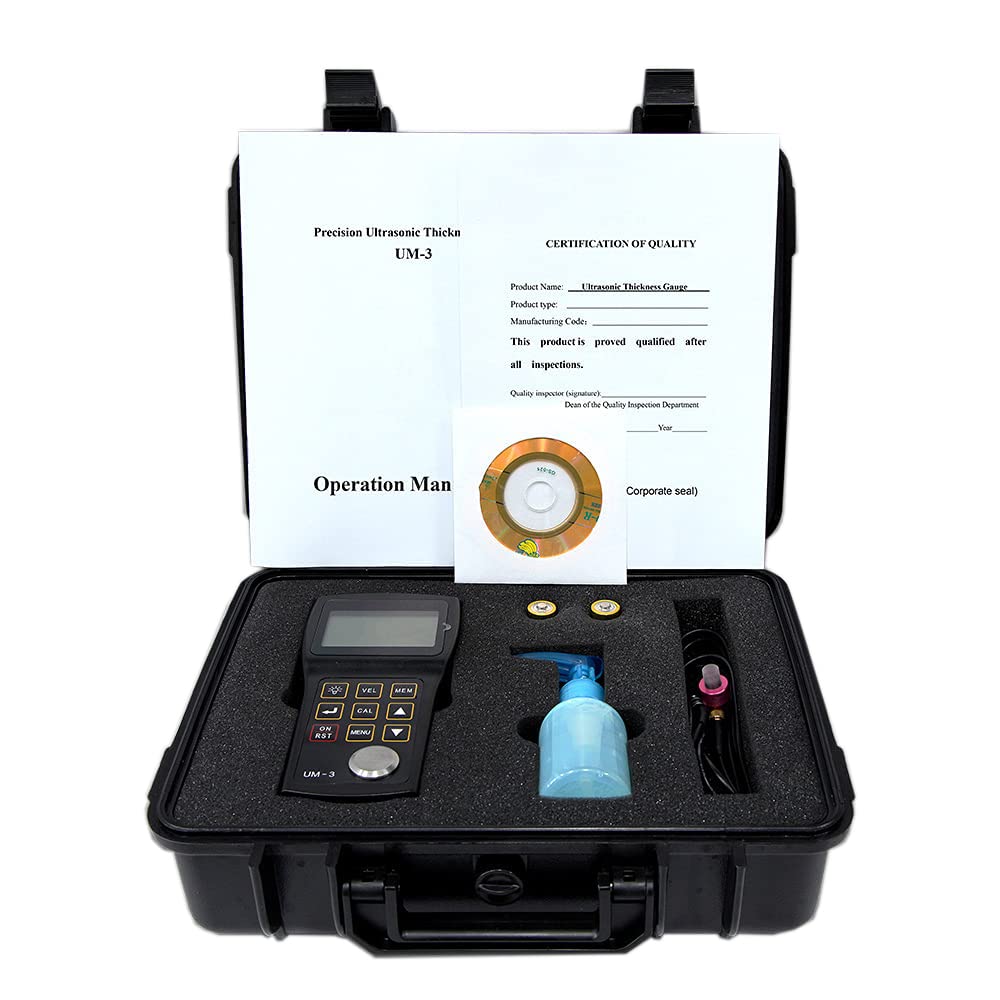 UM-3 Digital Ultrasonic Thickness Gauge for Thin Steel Plate Thickness Measurement 0.001mm Resolution with D15A Probe